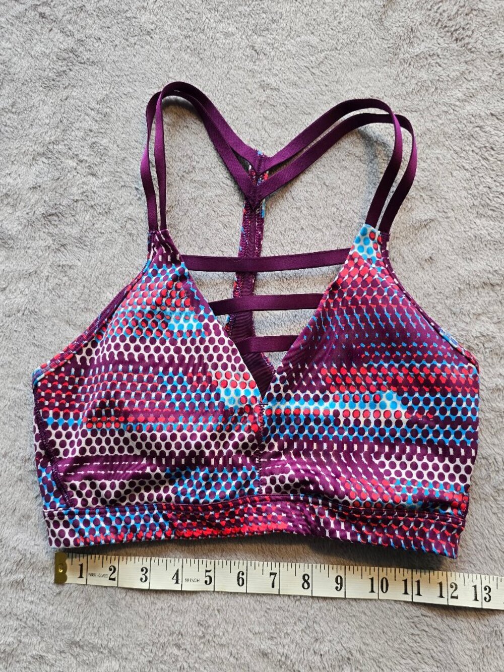 Victoria Secret athletic support bra purple with poka-dots medium